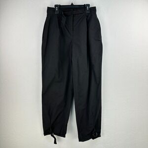 Oak + Fort Pants Womens 2 Black‎ Pleated Tapered Leg Stretch Hem Belted